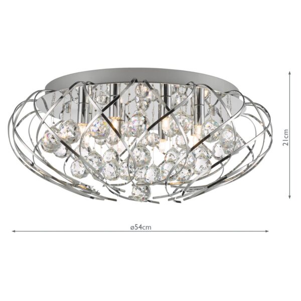 Davian 8 Light Flush Polished Chrome Crystal - Image 10