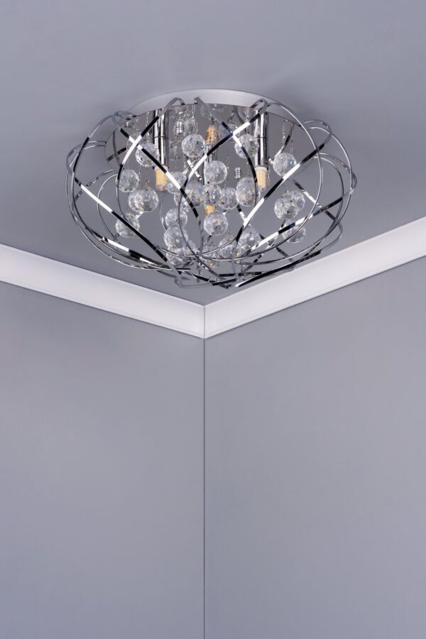 Davian 3 Light Flush Crystal & Polished Chrome - Image 7