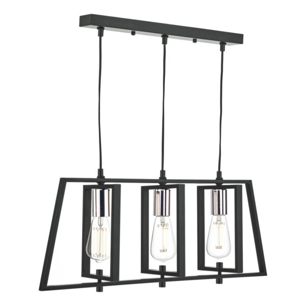 Dax 3 Light Bar Pendant Black & Polished Chrome