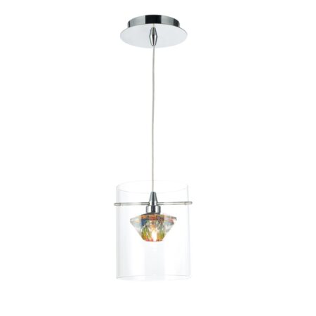 Decade 1 Light Pendant Polished Chrome/Clear