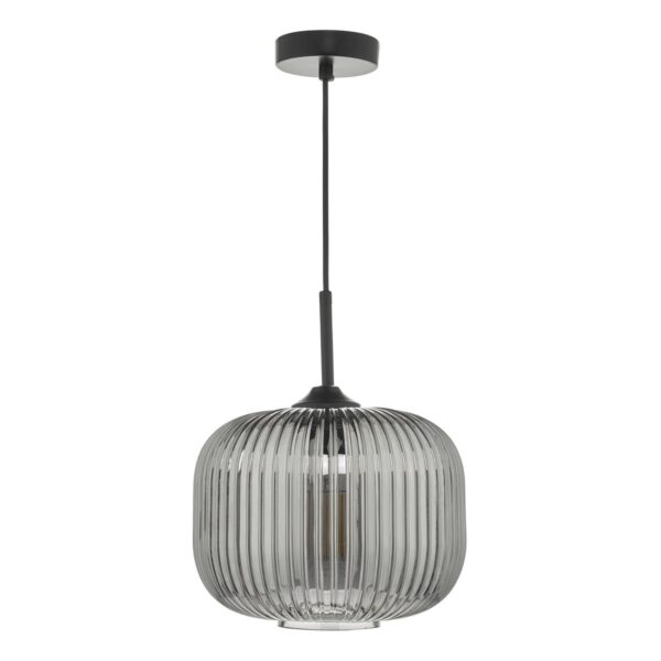 Demarius 1 Light Pendant Black and Smoked Glass - Image 2
