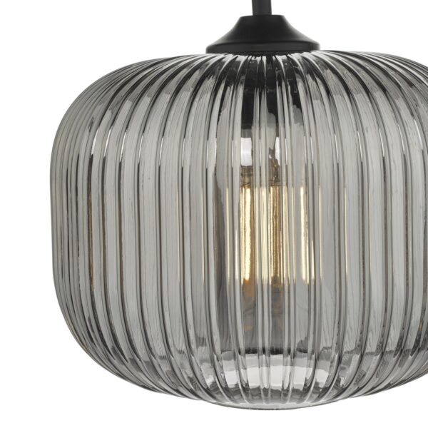 Demarius 1 Light Pendant Black and Smoked Glass - Image 3