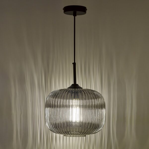 Demarius 1 Light Pendant Black and Smoked Glass - Image 5