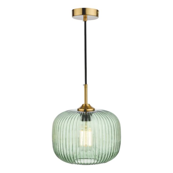 Demarius 1 Light Pendant Green Glass Bronze Detail