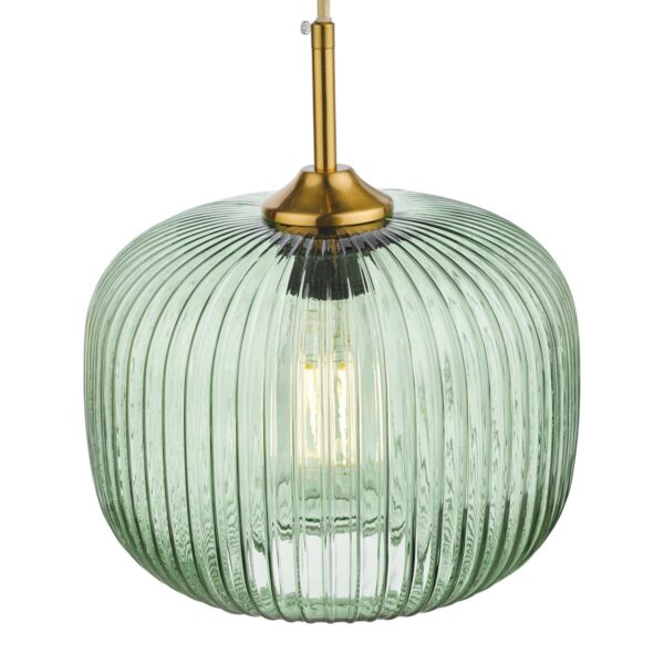 Demarius 1 Light Pendant Green Glass Bronze Detail - Image 4