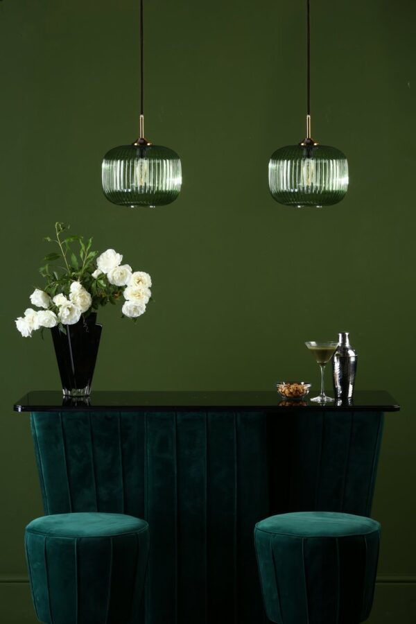 Demarius 1 Light Pendant Green Glass Bronze Detail - Image 8