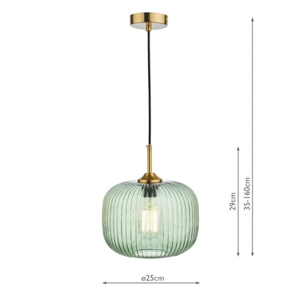 Demarius 1 Light Pendant Green Glass Bronze Detail - Image 10