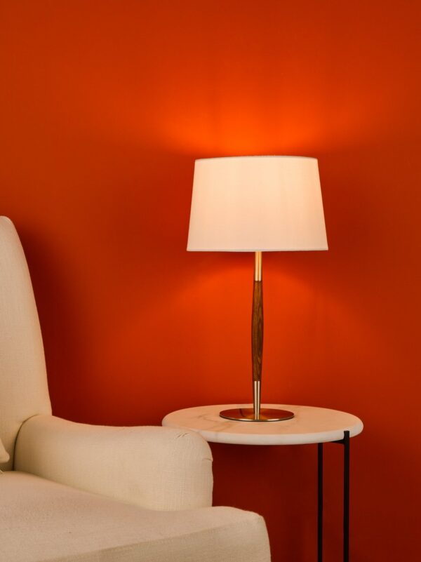 Detroit Table Lamp Satin Nickel Walnut Detail Base Only - Image 6