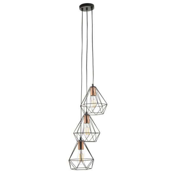 Deyon 3 Light Cluster Pendant Black & Copper - Image 2