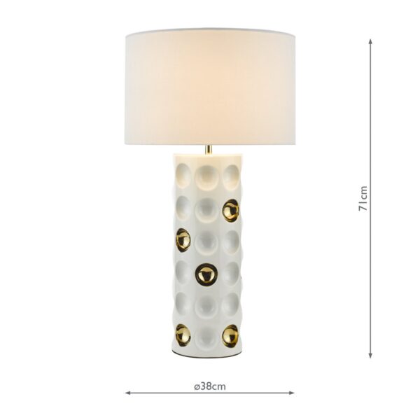 Dimple Table Lamp Gloss White Gold With Shade - Image 7