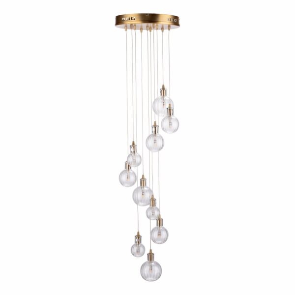 Dita 10 Light Cluster Pendant Brass & Glass - Image 2