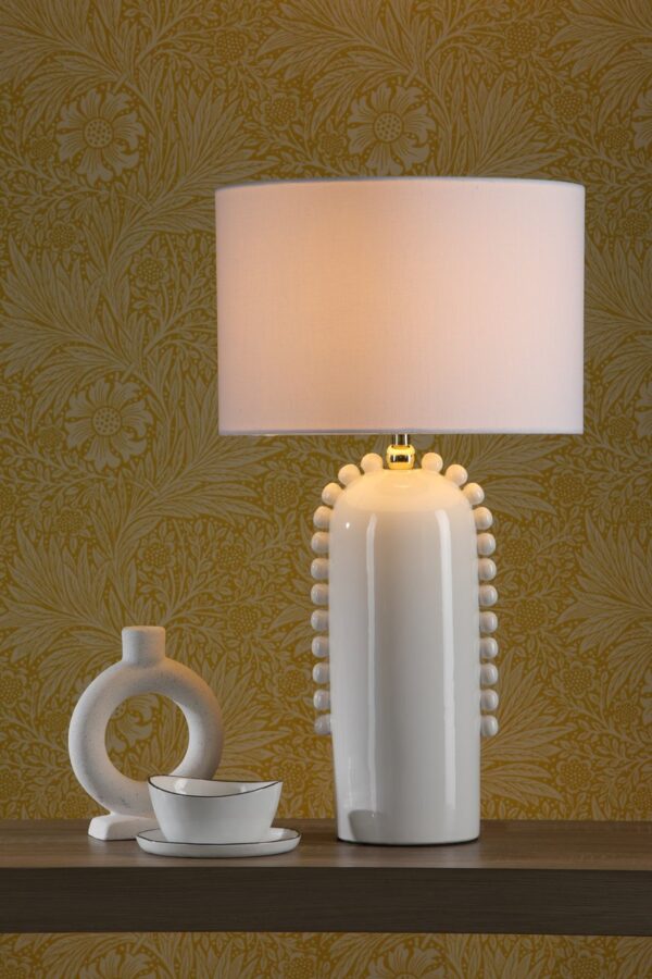 Dolce Table Lamp White Ceramic With Shade - Image 7