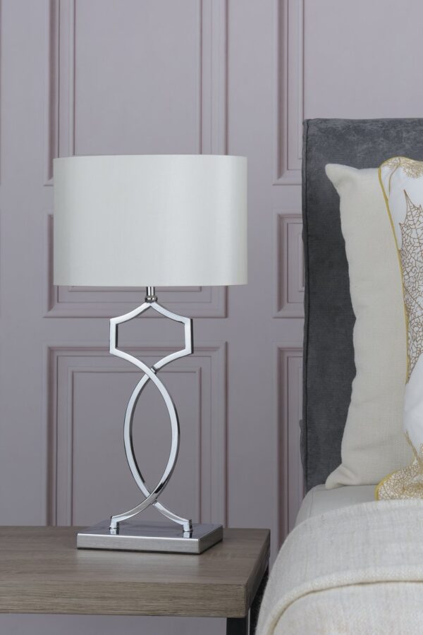 Donovan Table Lamp Polished Chrome complete with Shade - Image 7