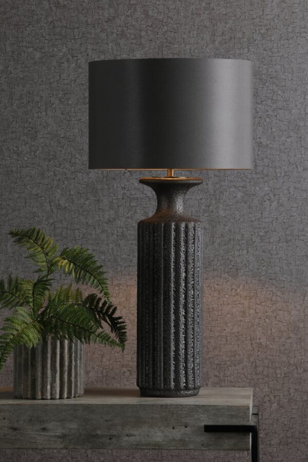 Dugan Table Lamp Black Volcanic Glaze With Shade - Image 4