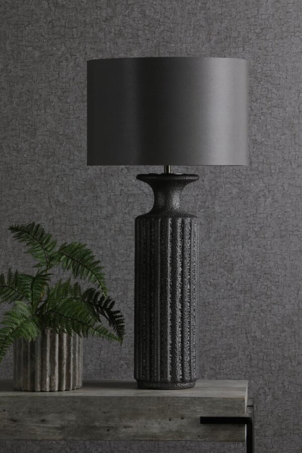 Dugan Table Lamp Black Volcanic Glaze With Shade - Image 5