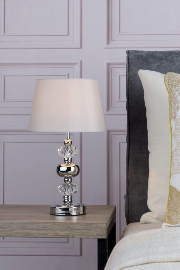Edith Touch Table Lamp Polished Chrome with Shade - Image 5