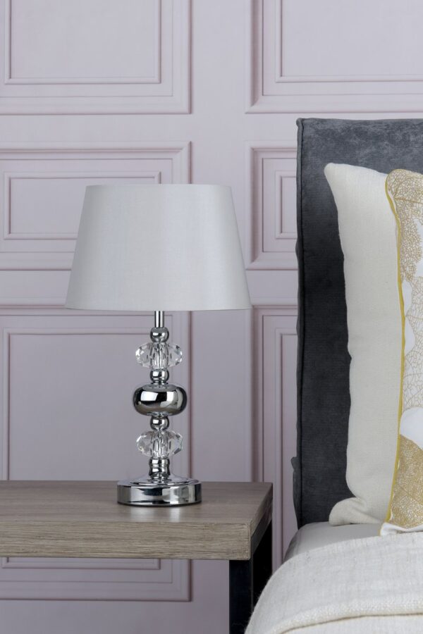Edith Touch Table Lamp Polished Chrome with Shade - Image 6