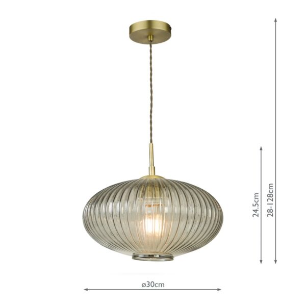 Edmond 1 Light Pendant Smoked Glass Antique Brass Detail - Image 8