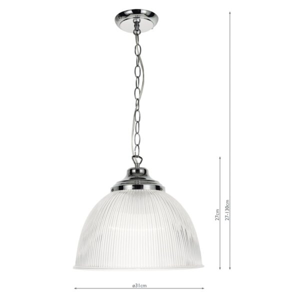 Edna Pendant Ribbed Glass Polished Chrome - Image 4