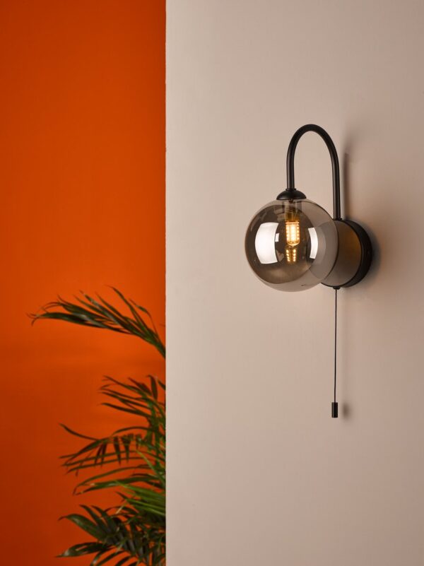 Eissa Wall Light Matt Black Smoked Glass - Image 5