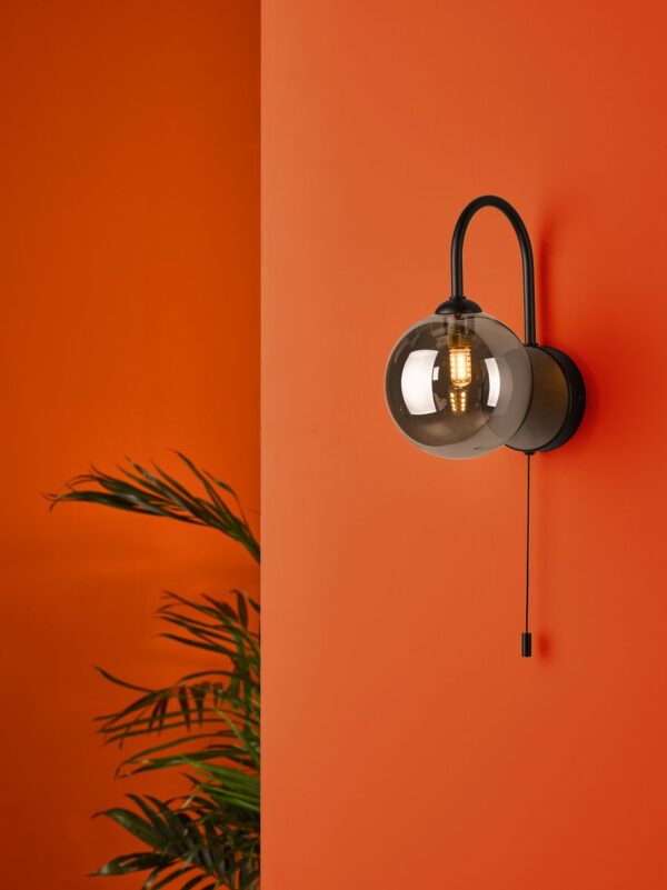 Eissa Wall Light Matt Black Smoked Glass - Image 6