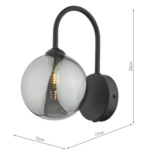 Eissa Wall Light Matt Black Smoked Glass - Image 7