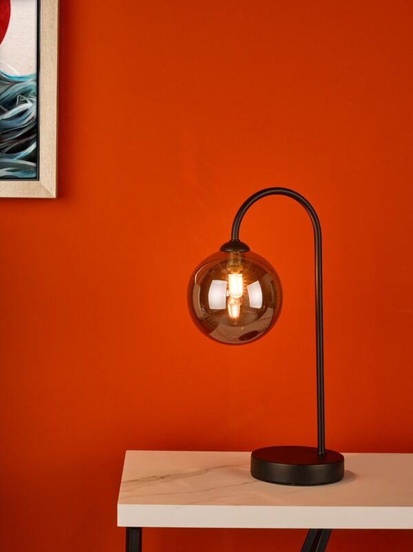 Eissa 1 Light Touch Table Lamp Matt Black Smoked Glass - Image 5