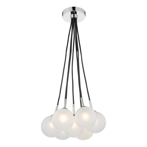 Elpis 7 Light Cluster Pendant Polished Chrome Opal Glass