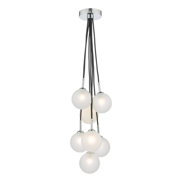 Elpis 7 Light Cluster Pendant Polished Chrome Opal Glass - Image 3