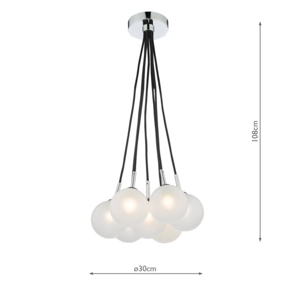 Elpis 7 Light Cluster Pendant Polished Chrome Opal Glass - Image 9