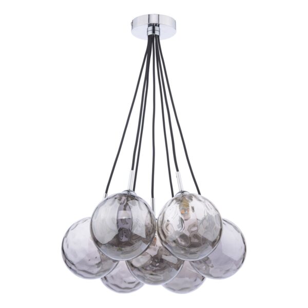 Elpis 7 Light Cluster Pendant Polished Chrome Smoked Glass - Image 2