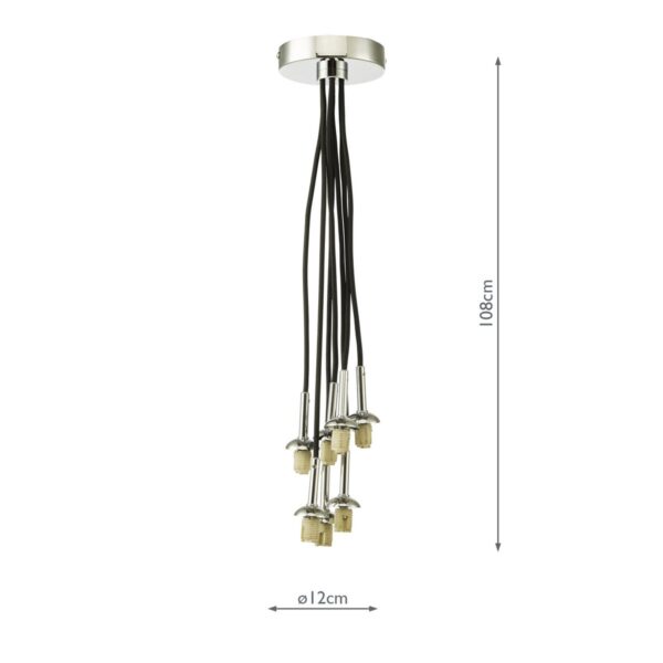 Elpis 7 Light Cluster Pendant Polished Chrome Frame Only - Image 3