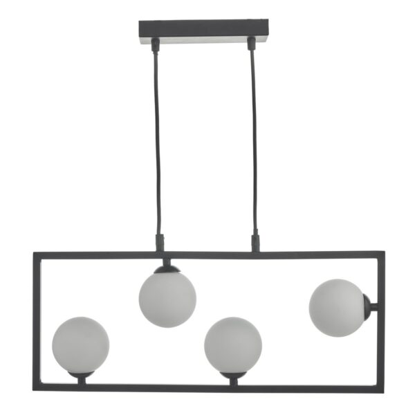 Ensio 4 Light Pendant Matt Black & Opal Glass - Image 2