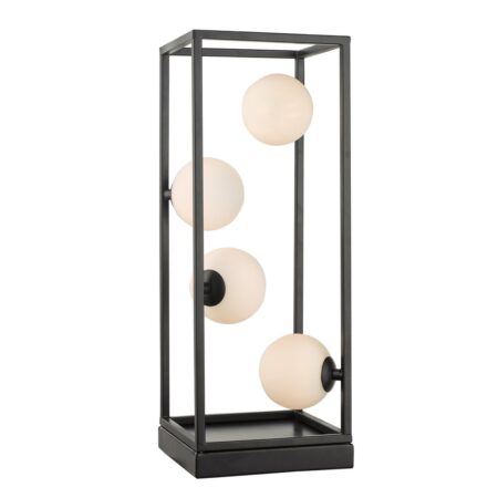 Ensio 4 Light Table Lamp Matt Black & Opal Glass