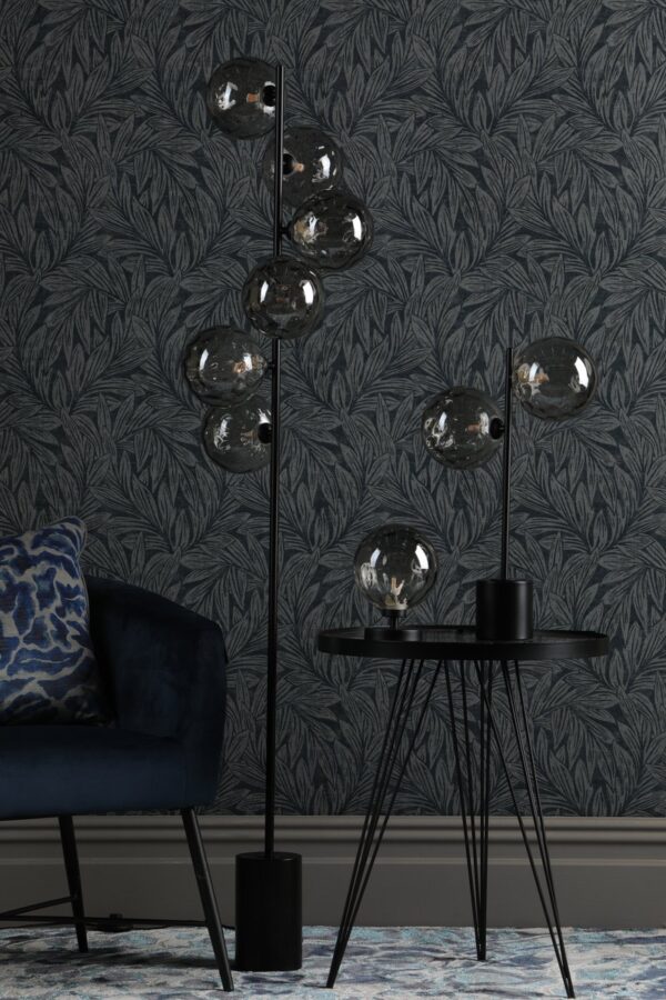 Esben Table Lamp Matt Black Smoked Dimpled Glass - Image 5