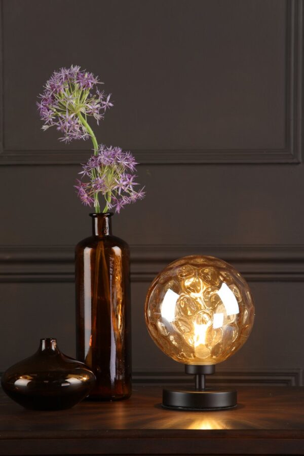 Esben Table Lamp Matt Black Champagne Dimpled Glass - Image 4