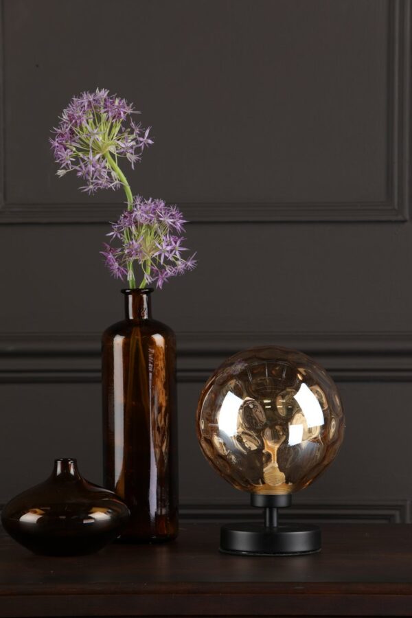 Esben Table Lamp Matt Black Champagne Dimpled Glass - Image 5